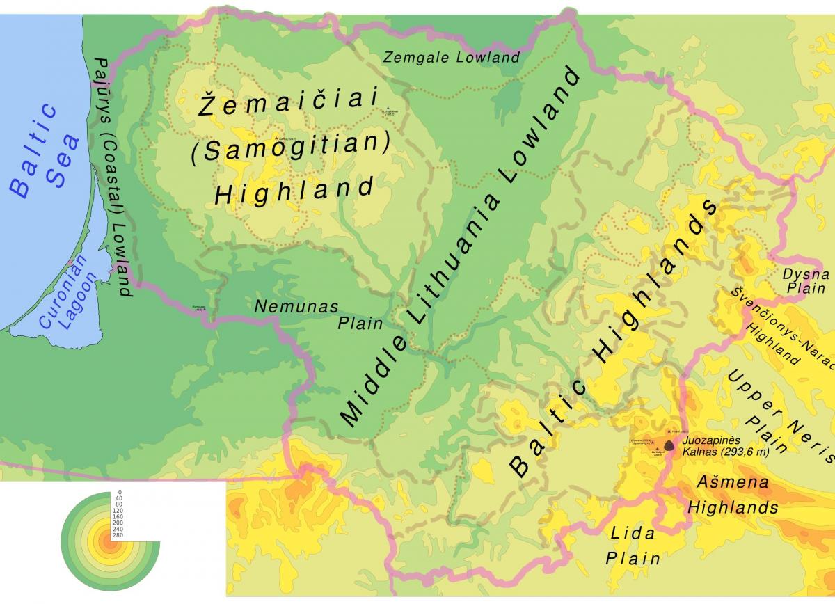 Mapa de Lituania física