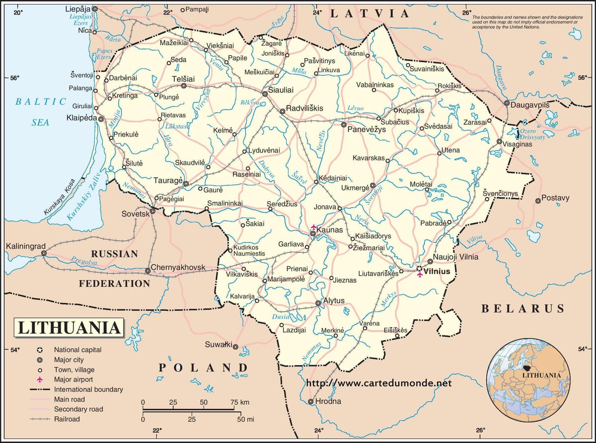 Mapa de Lituania país