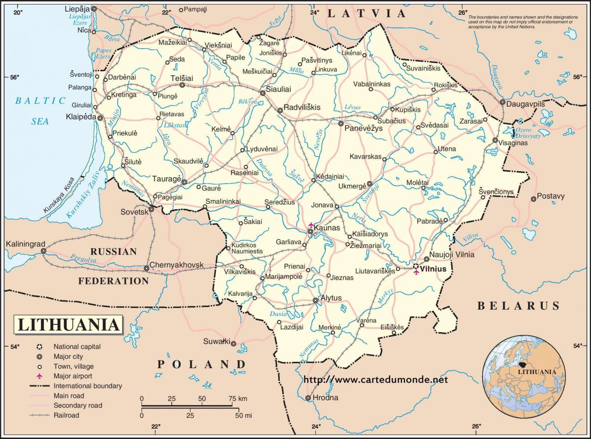 Mapa de Lituania país
